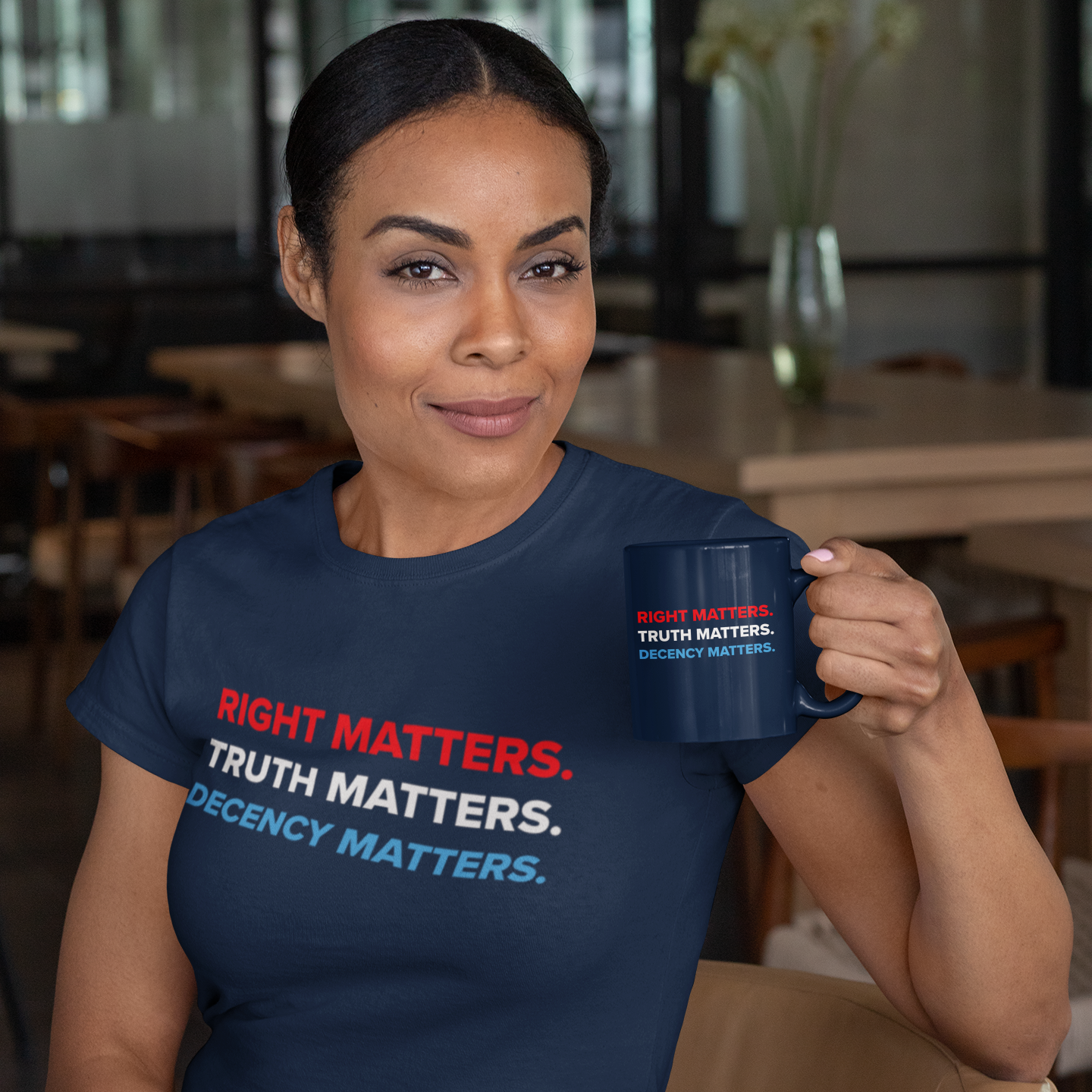 Right, Truth, Decency Matter Fitted T-Shirt